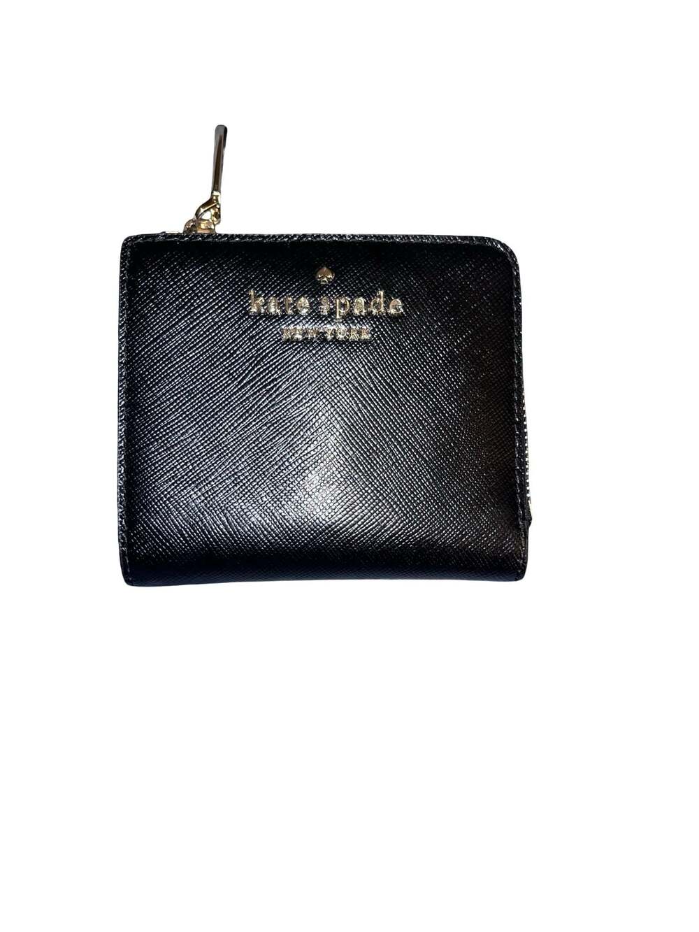 Kate Spade Staci Small Zip Bifold Wallet in Black Saffiano Leather